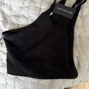 South Moon Under Black One shoulder Crop top NWT